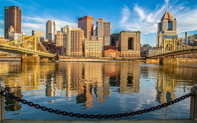 Pittsburgh, reflect, graphy, lake, HD wallpaper