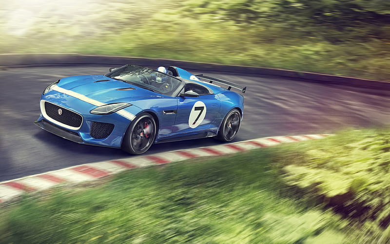 Jaguar E-type, 2018 blue racing car, exterior, XK-E, new blue E-type, racing track, British cars, Jaguar, HD wallpaper