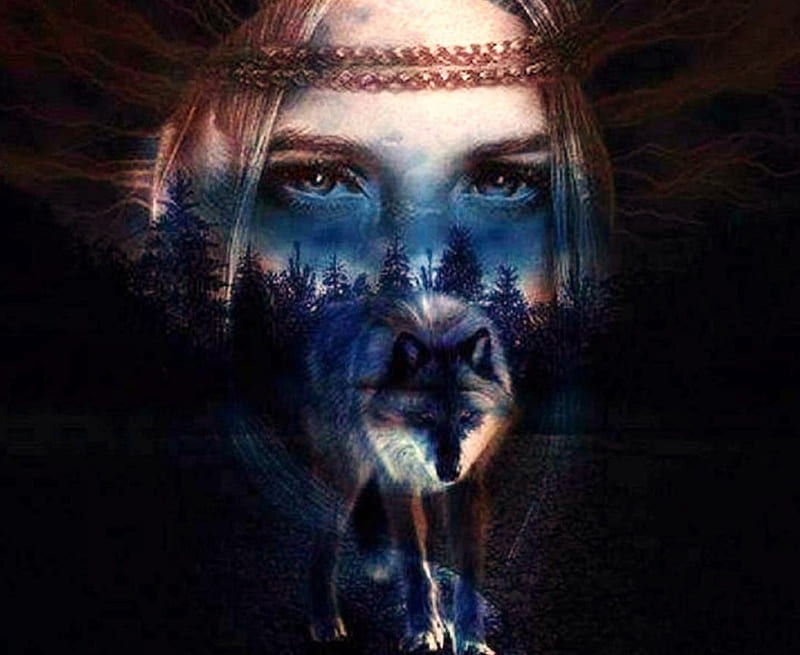 'Native American spirit guide'....., spirit, mystical, wolf, native american, HD wallpaper
