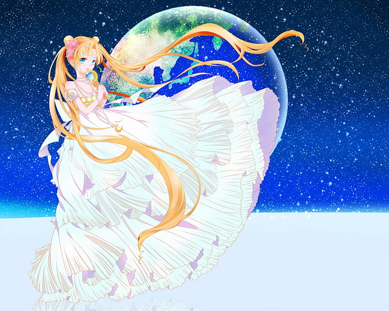 Moon Princess, pretty, space, sweet, serena, nice, anime, sailor moon, beauty, anime girl, long hair, lovely, twintail, gown, blonde, serenity, planet, dress, blond, divine, bonito, elegant, twin tail, magical girl, tsukino usagi, sailormoon, gorgeous, usagi, female, blonde hair, twintails, twin tails, princess serenity, blond hair, kawaii, tsukino, girl, princess, earth, angelic, HD wallpaper