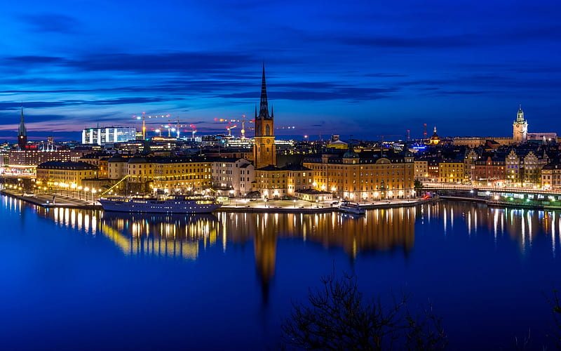 Stockholm at Blue Hour, blue hour, evening, cityscape, Stockholm, HD wallpaper
