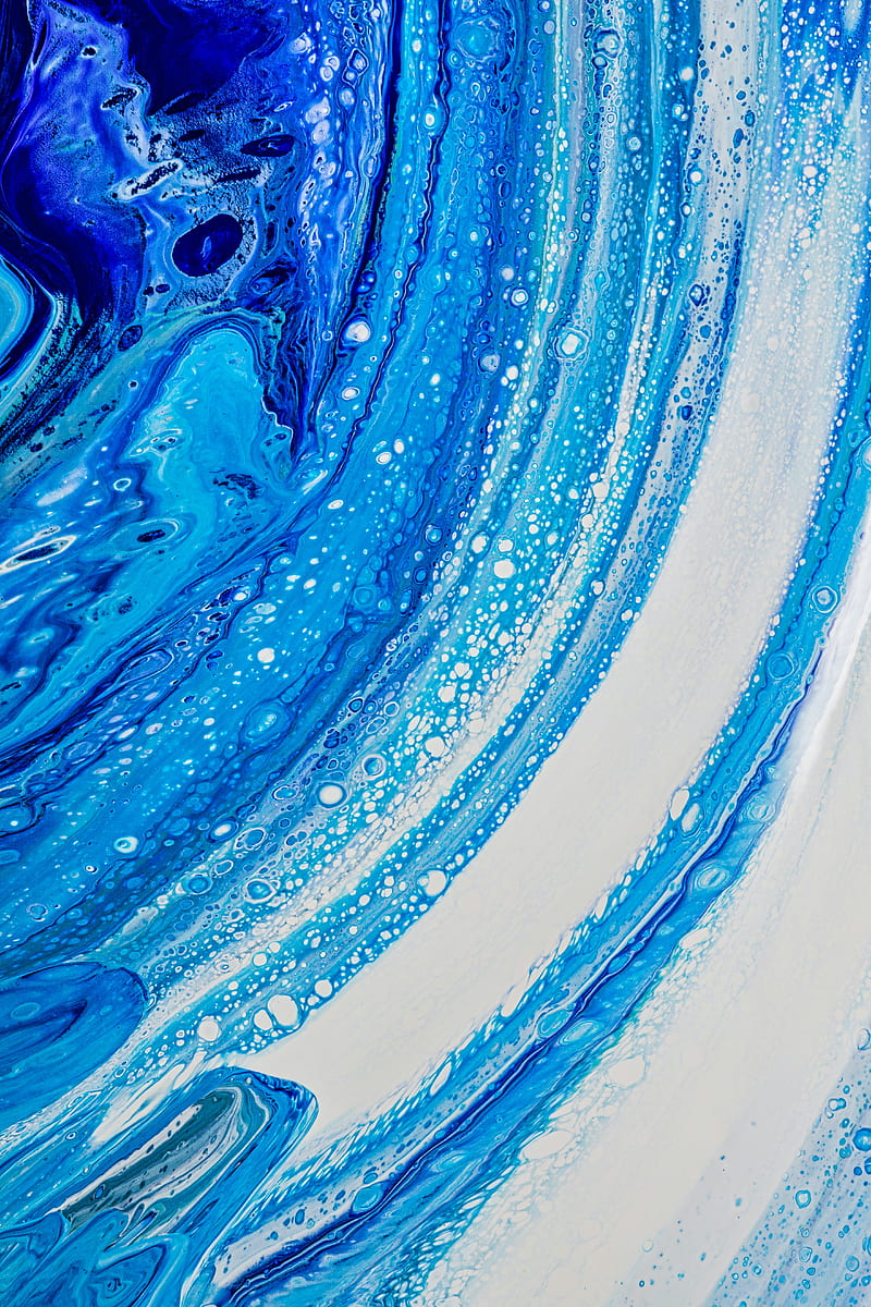 paint, stains, macro, abstraction, blue, HD phone wallpaper