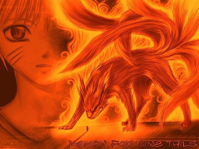 Beast Within, naruto, nine, zinzuriki, tail, nine tail, fire, demon, flame, fox, 9 tail, narut, HD wallpaper