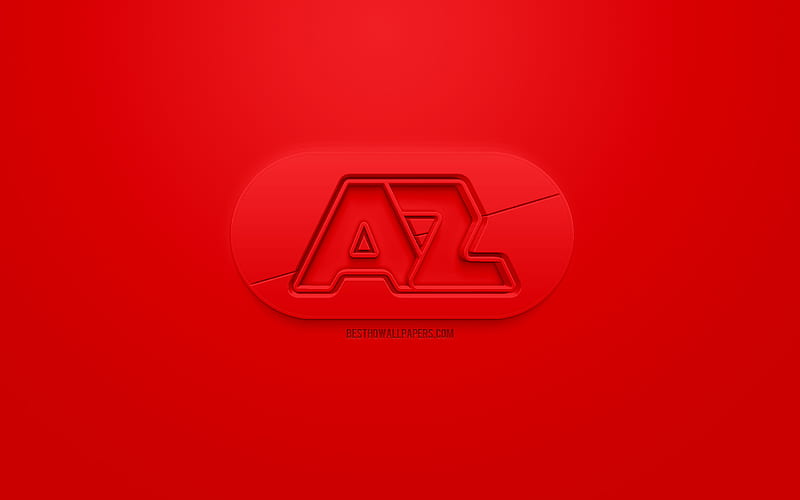 AZ Alkmaar, creative 3D logo, red background, 3d emblem, Dutch football club, Eredivisie, Alkmaar, Netherlands, 3d art, football, stylish 3d logo, HD wallpaper