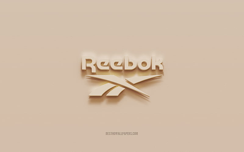 Reebok logo, brown plaster background, Reebok 3d logo, brands, Reebok emblem, 3d art, Reebok, HD wallpaper