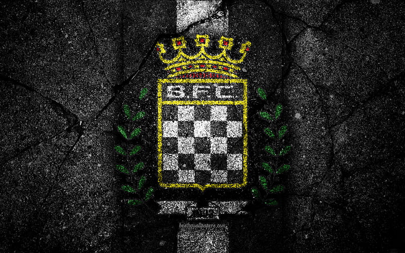 Boavista FC, logo, Portugal, Primeira Liga, soccer, grunge, asphalt texture, Boavista, football club, black stone, FC Boavista, HD wallpaper