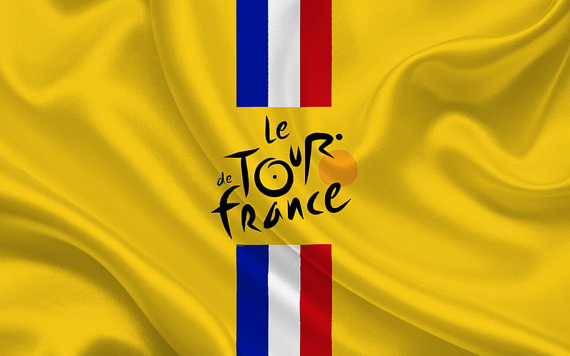 Tour de France, 2017, cycling, emblem tour de france, yellow silk, flag, HD wallpaper