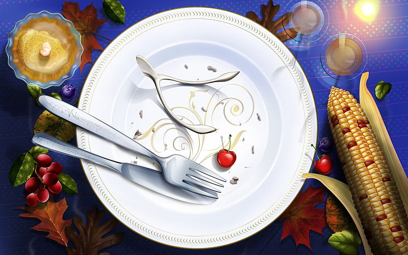 Plate - Thanksgiving illustration design, HD wallpaper