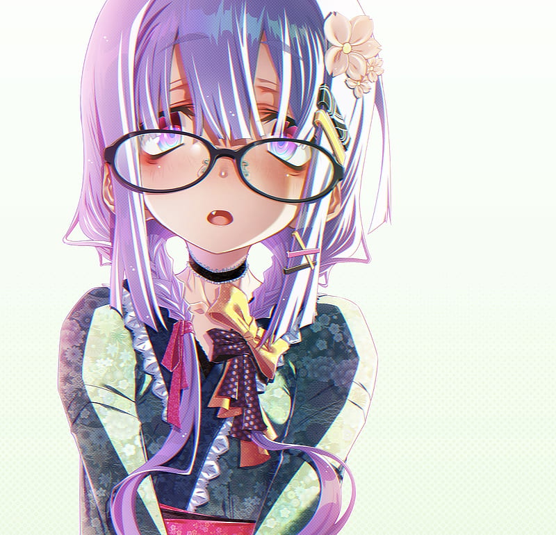 megane anime girl, cute, japanese outfit, Anime, HD wallpaper