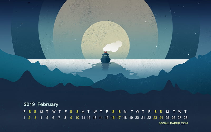 Greben Icebreaker February 2019 Calendars, HD wallpaper