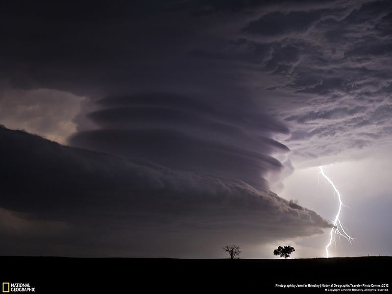 Stacked Supercell with Lightning-National Geographic, HD wallpaper