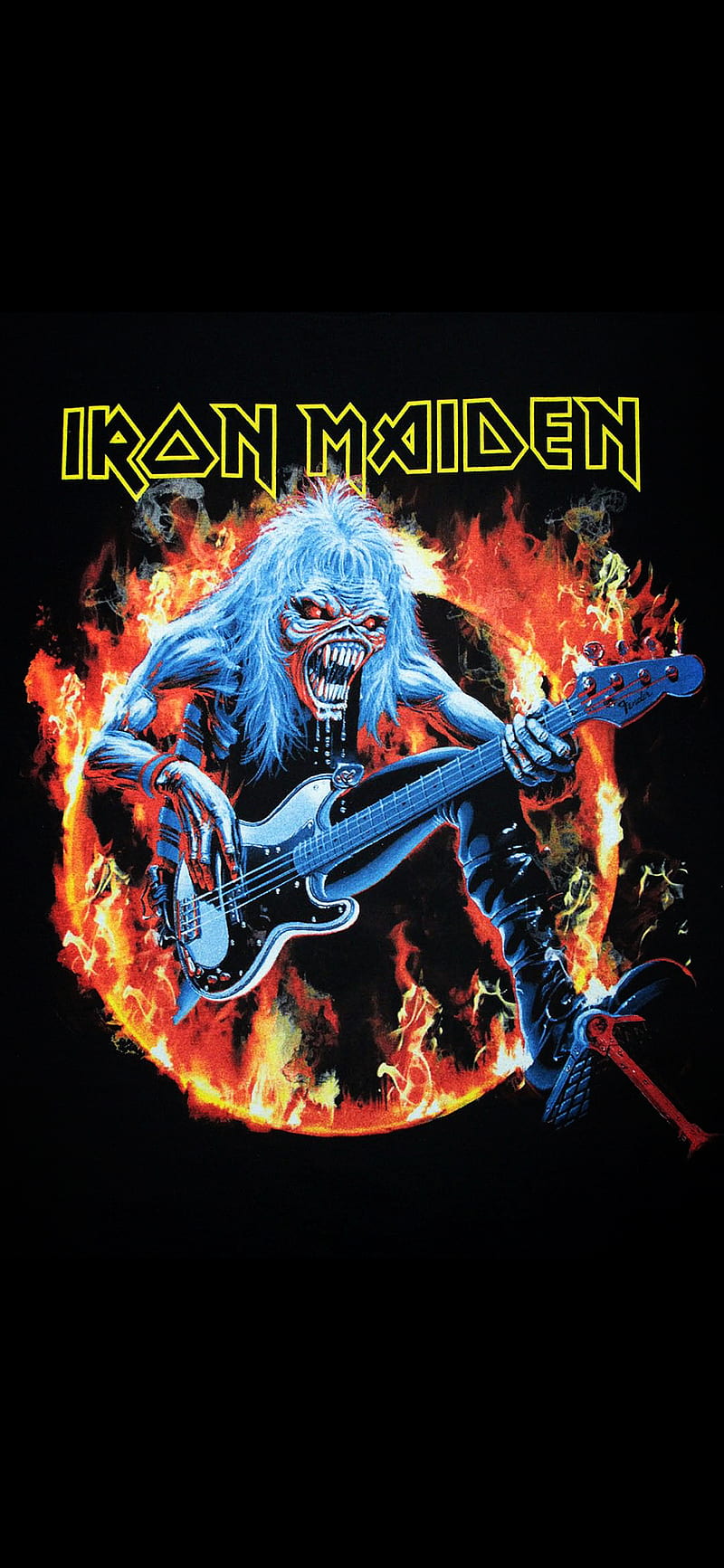 Iron Maiden, cd cover, eddie bass, mobile background, real dead one, HD phone wallpaper