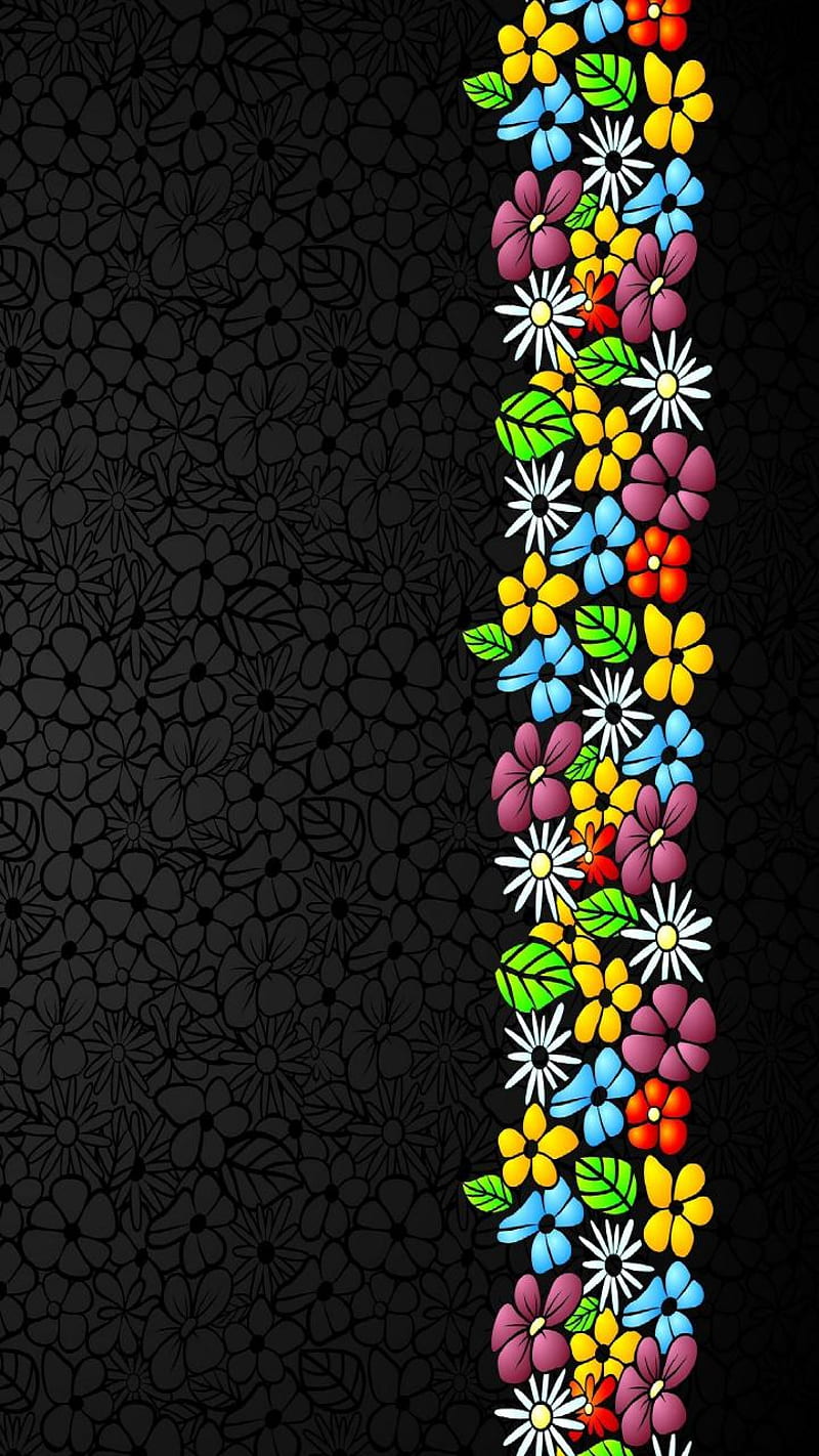 Texture flowers, background, black, colors, flowers, texture, HD phone wallpaper