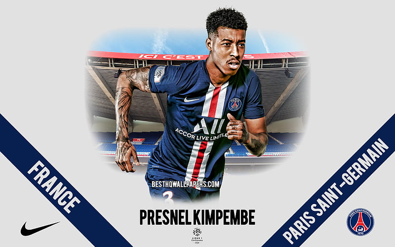 Presnel Kimpembe, PSG, portrait, French footballer, defender, Paris Saint-Germain, Ligue 1, France, PSG footballers 2020, football, Parc des Princes, HD wallpaper