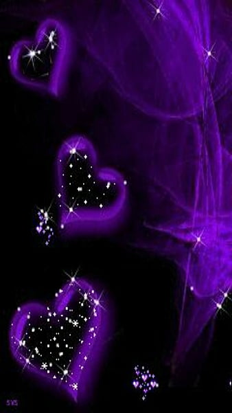 purple shiny hearts, shiny hearts, HD phone wallpaper