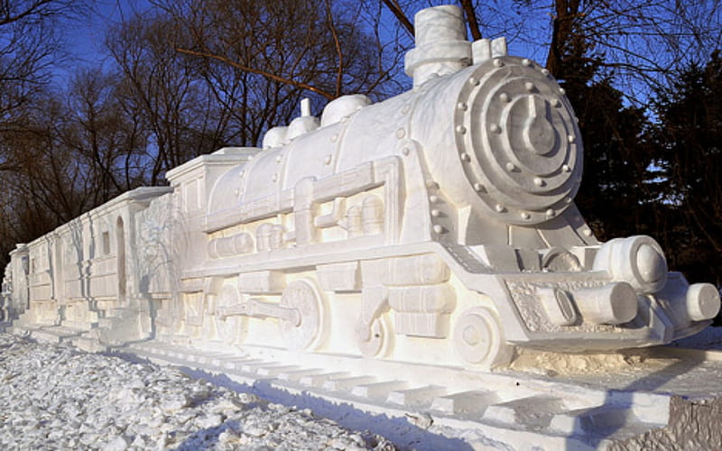Snow Train, Train, Snow, Tracks, Winter, HD wallpaper