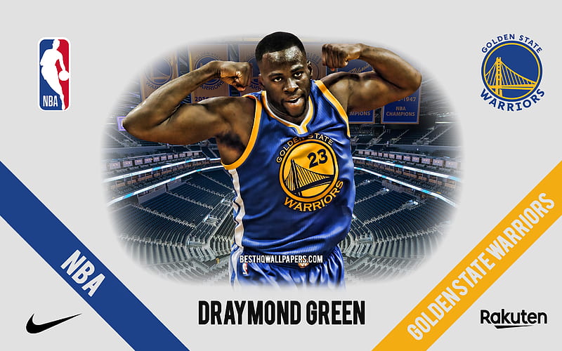 Draymond Green, Golden State Warriors, American Basketball Player, NBA, portrait, USA, basketball, Chase Center, Golden State Warriors logo, HD wallpaper