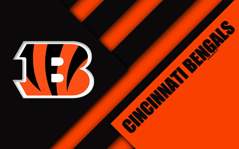 Cincinnati Bengals logo, NFL, black orange abstraction, material design, American football, Cincinnati, Ohio, USA, National Football League, HD wallpaper