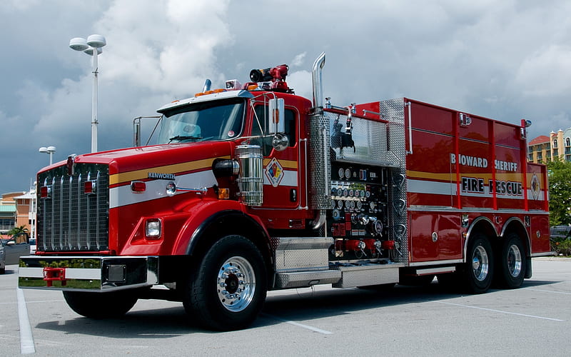 Kenworth, fire truck, Rescue Service, Kenworth fire truck, american fire trucks, HD wallpaper