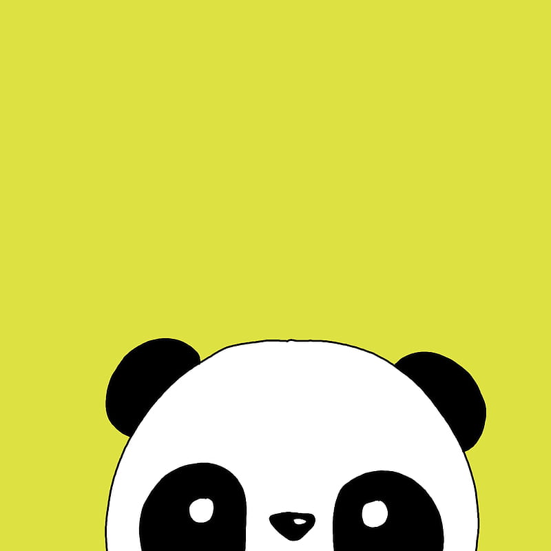 Cute panda, animal, black white, drawing, green, illustration, kid, lemon  yellow, HD phone wallpaper | Peakpx