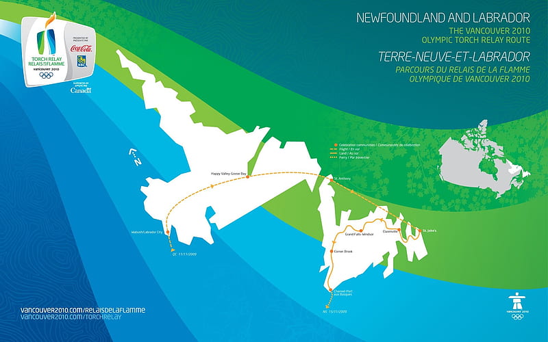 2010 Olympic torch relay route in Newfoundland and Labrador, HD wallpaper