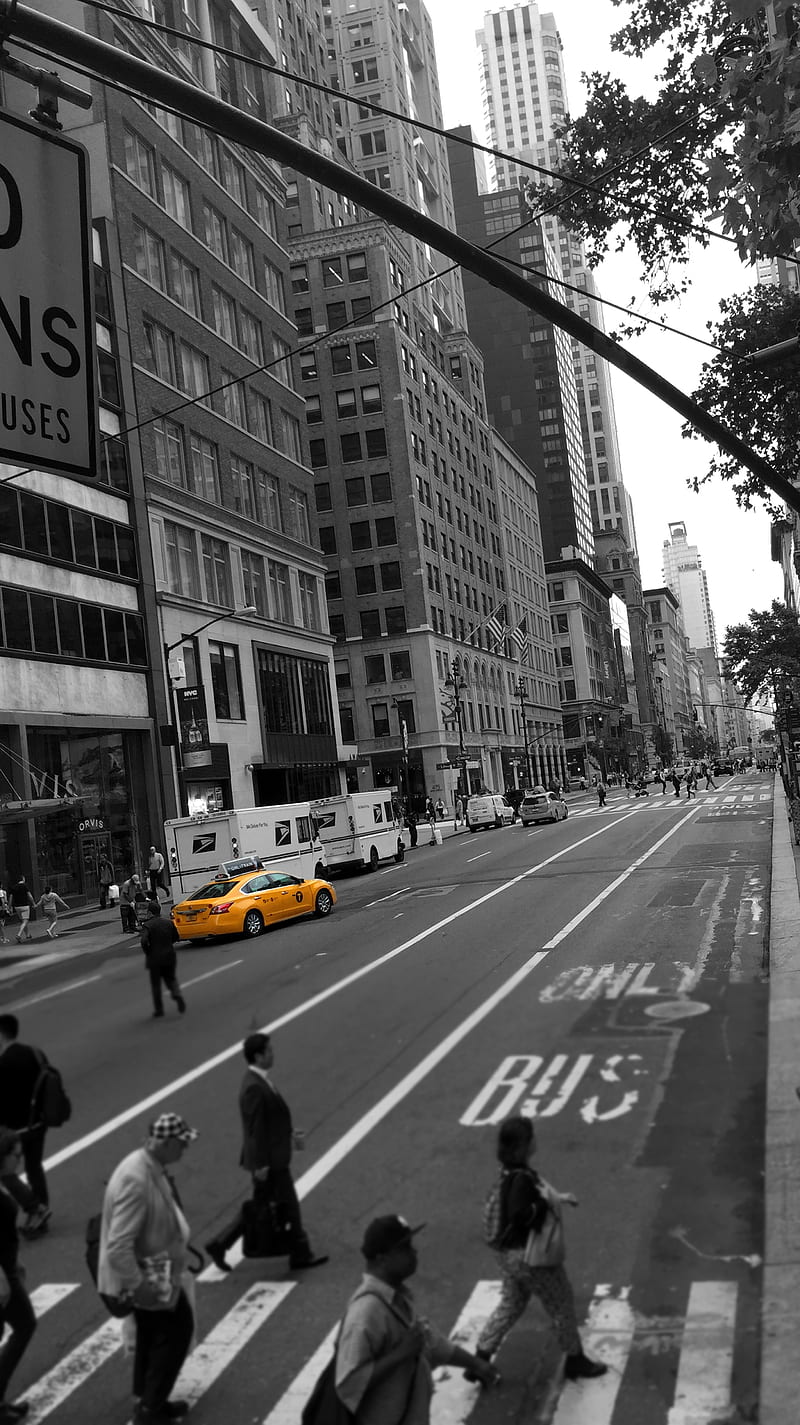 New York Cab, america, colour bleed, manhattan, new york, taxi, usa, HD phone wallpaper