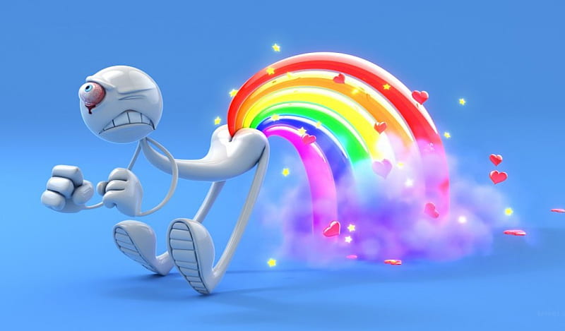 Everything is Hearts and Rainbows, man, rainbow, corazones, straining, HD wallpaper
