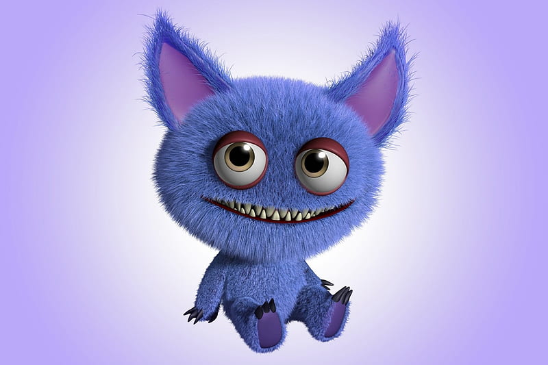 Blue Fluffy Monster, cute, monster, fluffy, blue, HD wallpaper
