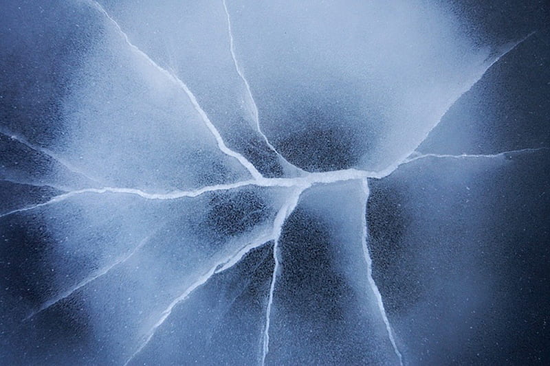 Frozen, ice, broken, blue, HD wallpaper