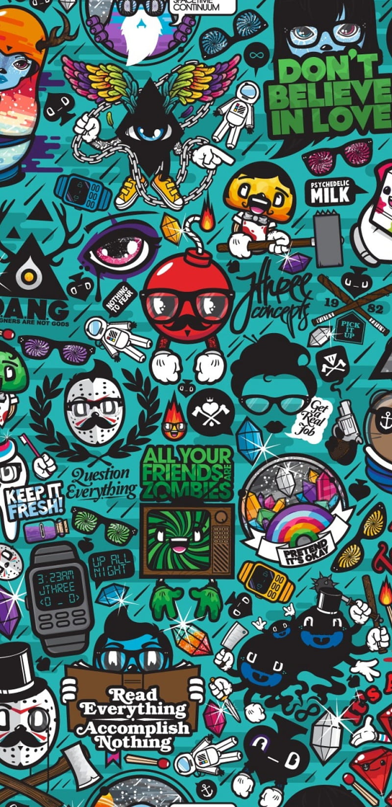 sticker bomb, art, graffiti, stickers, HD phone wallpaper