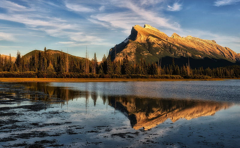 ***Vermilion Lakes-Alberta in Canada ***, lakes, nature, lake, mountains, HD wallpaper