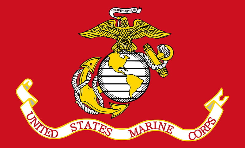 THE MARINE CORPS FLAG, red, united states, symbol, military, marines, flag, HD wallpaper