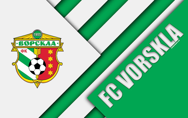 FC Vorskla material design, logo, Ukrainian football club, green white abstraction, UPL, Poltava, Ukraine, football, Ukrainian Premier League, HD wallpaper