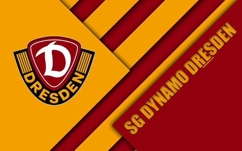 SG Dynamo Dresden, logo German football club, material design, yellow red abstraction, Dresden, Germany, Bundesliga 2, football, HD wallpaper