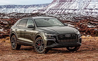 2020, Audi Q8, front view, black SUV, exterior, new black Q8, german cars, Audi, HD wallpaper