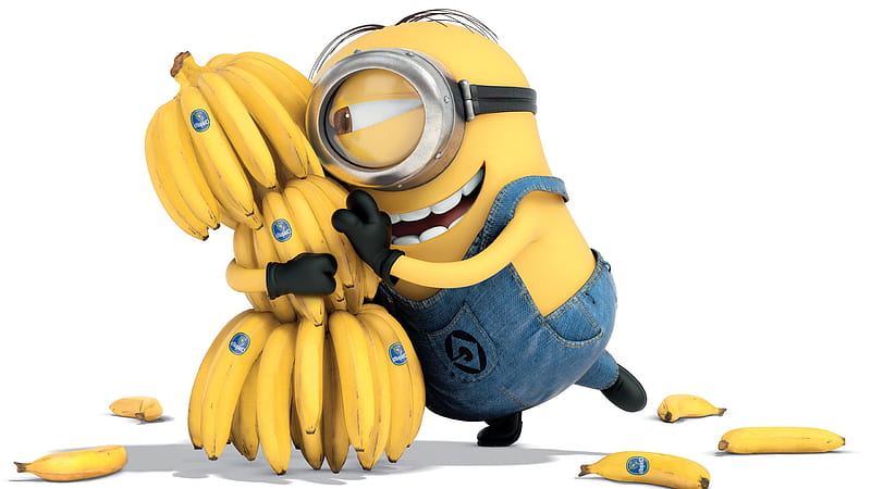 Minions With Yellow Bananas In White Background Minions, HD wallpaper
