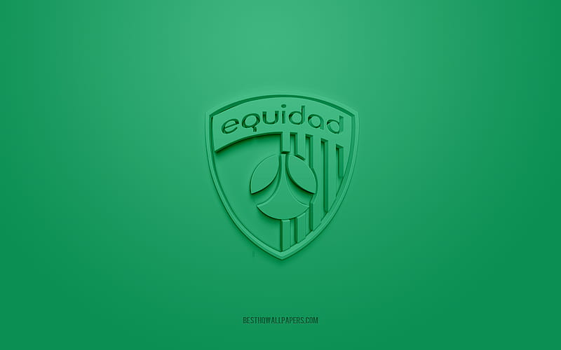 Club Deportivo La Equidad, creative 3D logo, green background, 3d emblem, Colombian football club, Categoria Primera A, Bogota, Colombia, 3d art, football, Club Deportivo La Equidad 3d logo, La Equidad logo, HD wallpaper