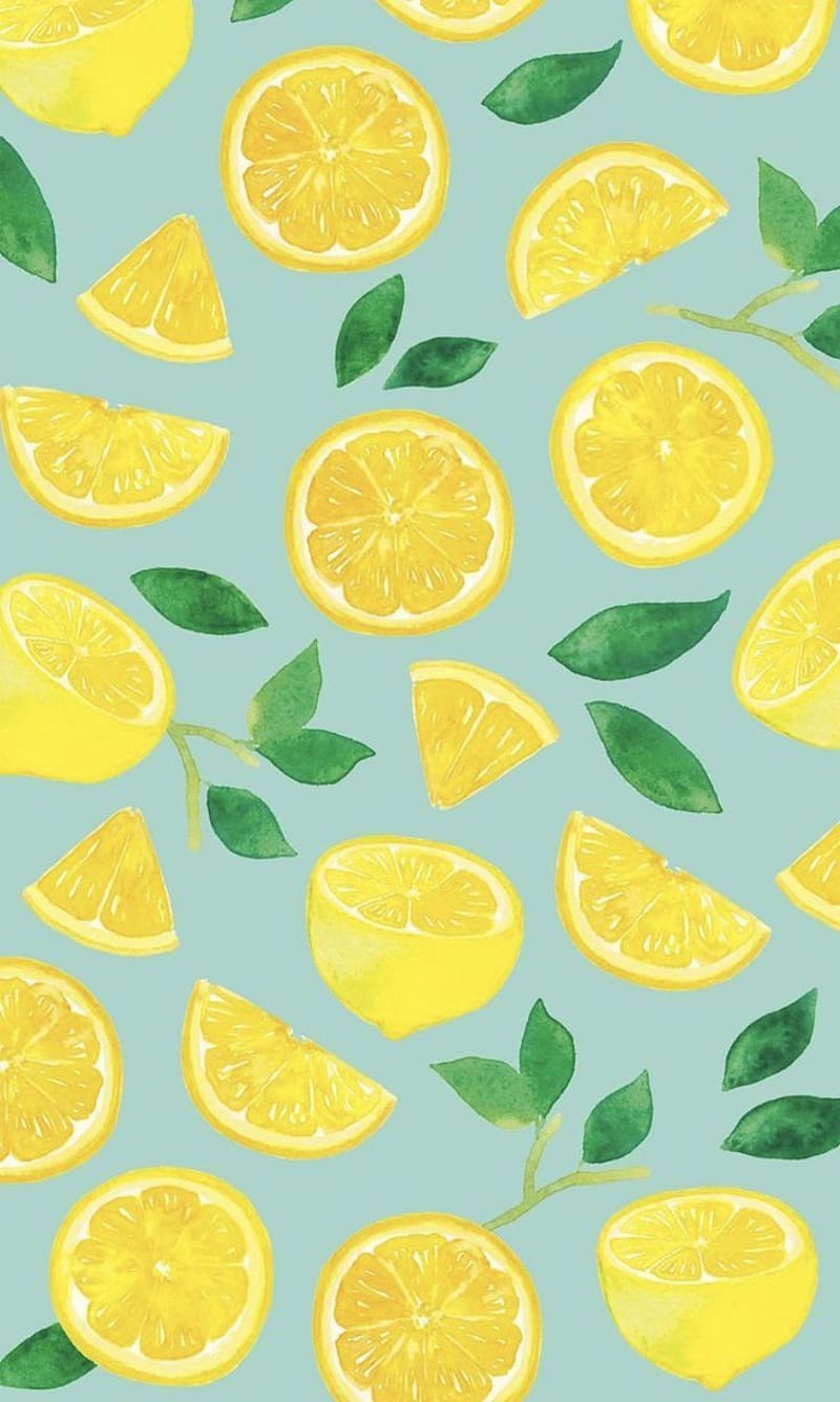 Cheerful lemon fruit and white blossom Pattern Wallpaper for Walls | Lemon  Tart
