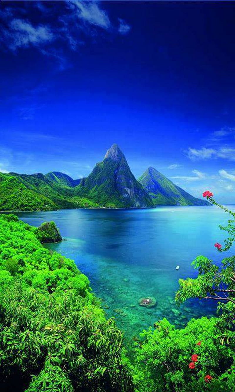 Saint Lucia, island, view, HD phone wallpaper