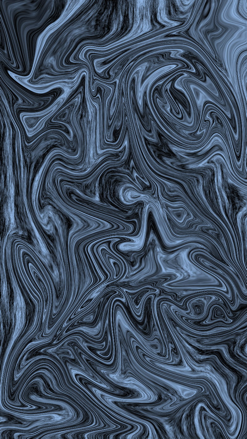 Black & blue effect, cloudy, flow, fluid, mixture, oil, paint, HD phone wallpaper