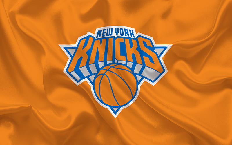 New York Knicks, NBA, New York, USA, basketball, emblem, logo, red silk, Basketball club, orange silk, HD wallpaper