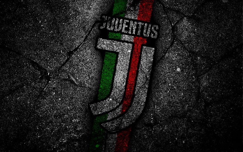 Juventus, football, logo, Juve, asphalt, Seria A, dark backround, Juventus new logo, football club, HD wallpaper