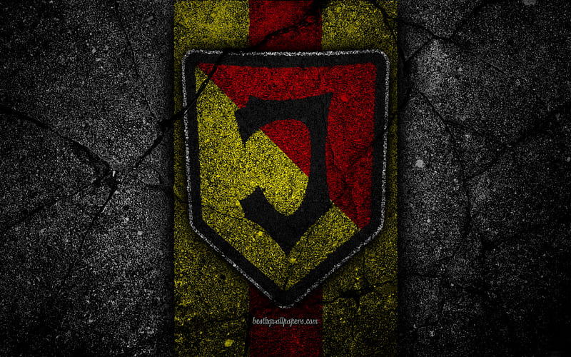 Jagiellonia FC logo, Ekstraklasa, soccer, football, black stone, Poland, Jagiellonia, football club, asphalt texture, FC Jagiellonia, HD wallpaper