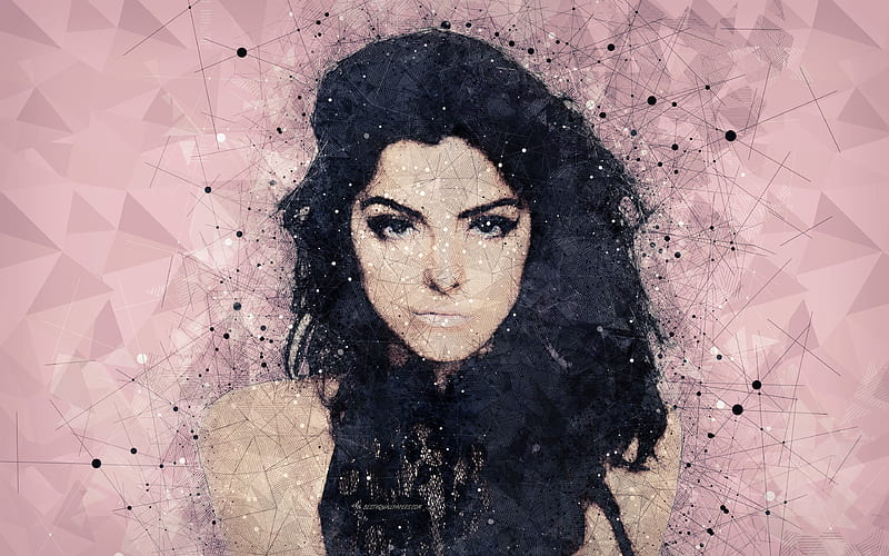 Bebe Rexha art, American singer, creative geometric art, portrait, face, Bleta Rexha, HD wallpaper