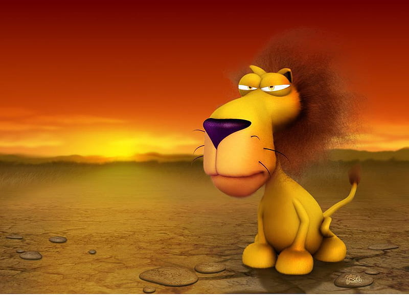 Funny Lion, king, funny, cartoon, lion, animals, HD wallpaper | Peakpx