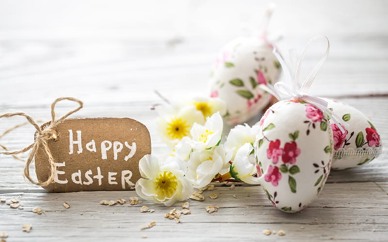 Easter eggs Happy Easter, floral decoration, easter decoration, Easter, HD wallpaper