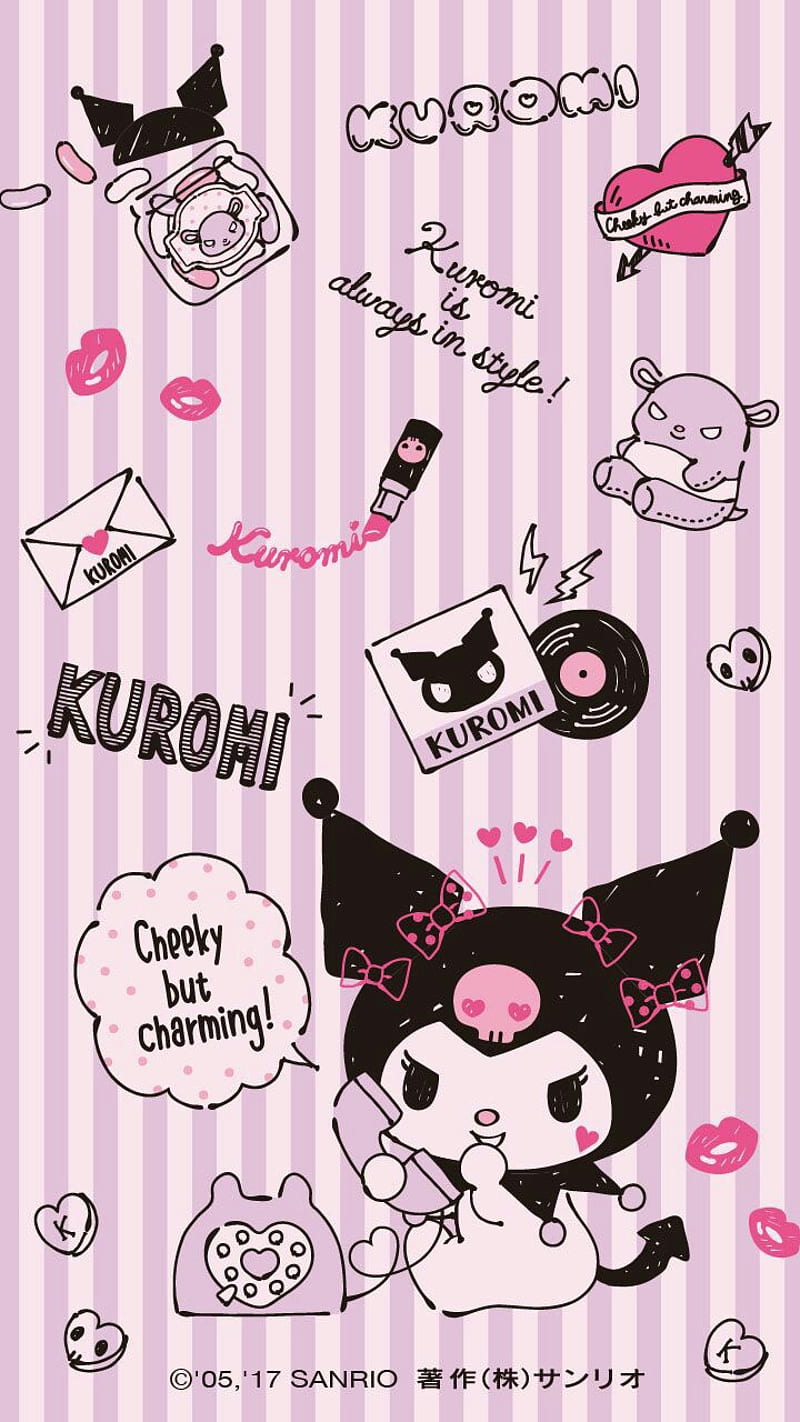 Kuromi Wallpaper 4K Hello Kitty Black jester hat 9495