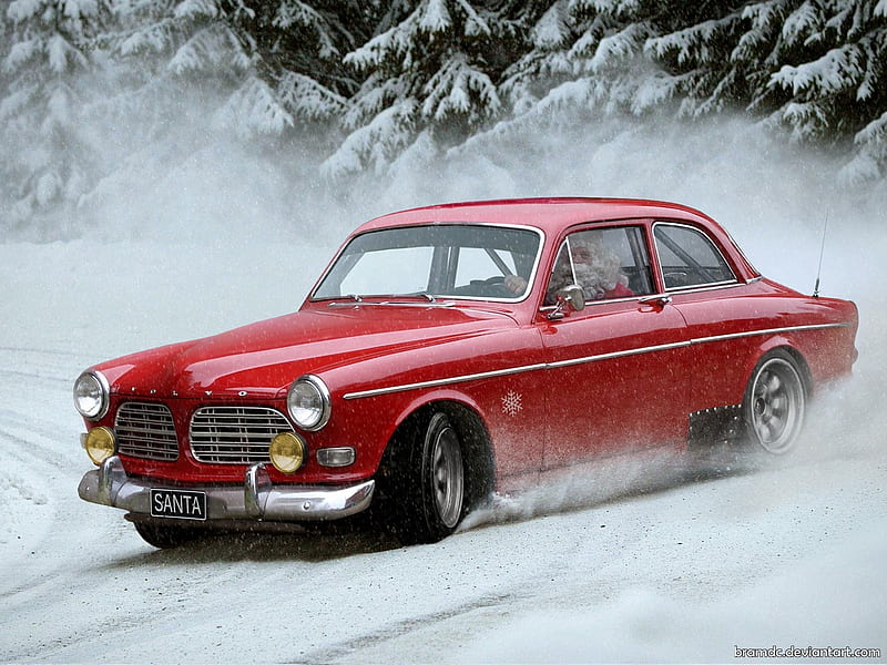 Santa Claus Drifting Car, santa-claus, drifting-cars, carros, drift, tires, smoke, HD wallpaper
