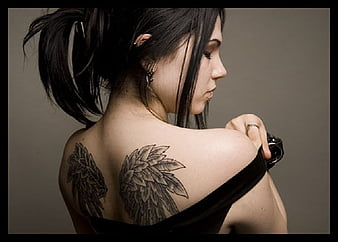 Urban Angel, beauty, female, wings, tattoo, HD wallpaper | Peakpx