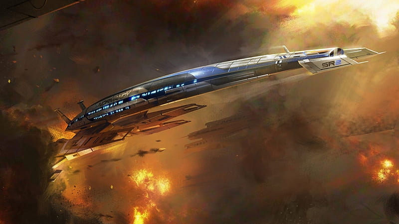Mass Effect - Normandy SR2, ships, Normandy SR2, video games, futuristic, Mass Effect, 3D render, HD wallpaper